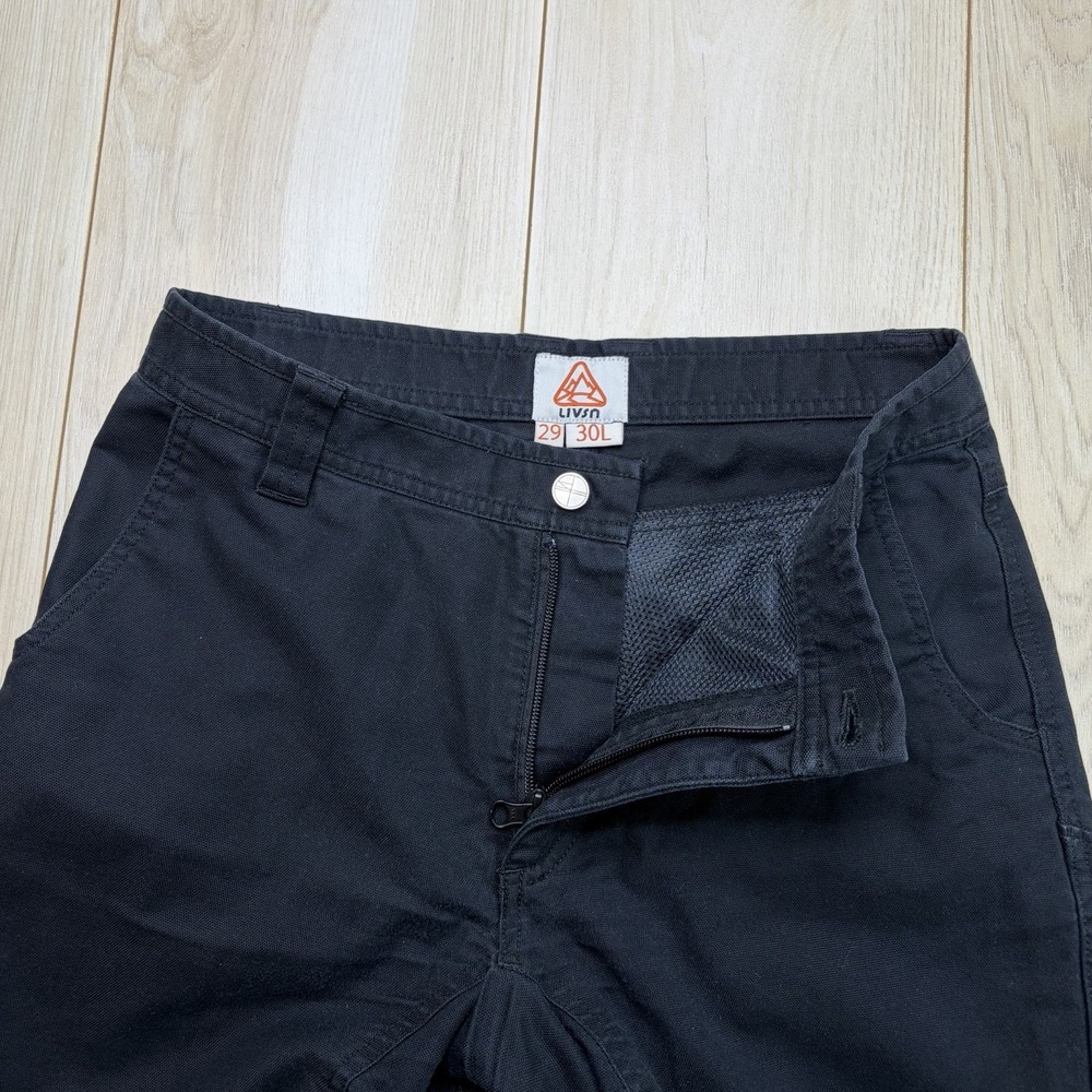 Livsn Men'sFlex Canvas Pants V2 Slim Straight Fit Black Size 30x29 Utility Cargo - Picture 8 of 12